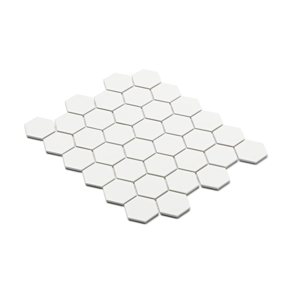 White Matt Medium Hexagon Mosaic Tiles The Flooring Guys