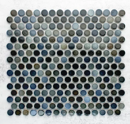 Mottled Mix Gloss Penny Round Mosaic Tiles