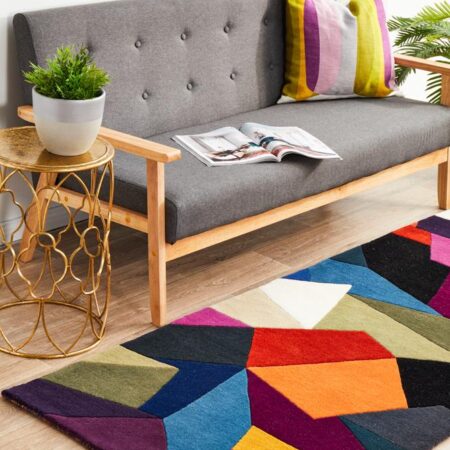 Rug Culture Eclectic Designer Wool Blue Rust Purple Runner Rug