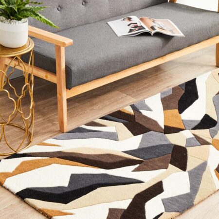 Rug Culture Crossroads Designer Wool Brown White Grey Runner Rug