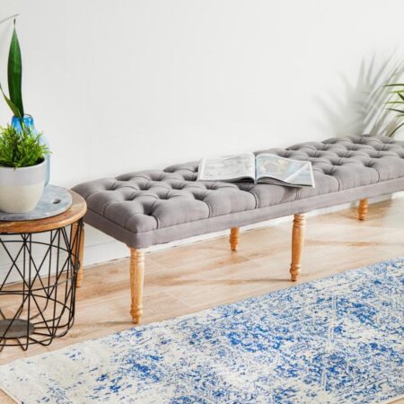 Rug Culture Horizon White Navy Transitional Runner Rug