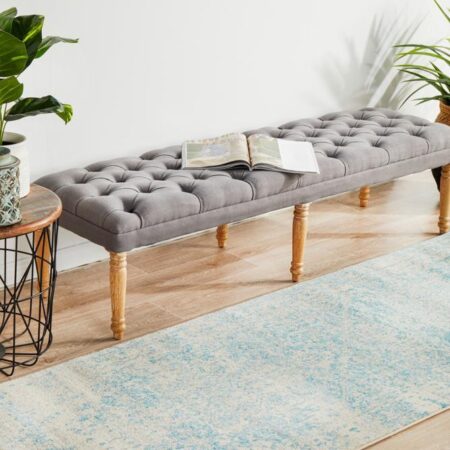 Rug Culture Glacier White Blue Transitional Runner Rug