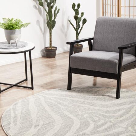 Rug Culture Chrome Savannah Silver Round Rug