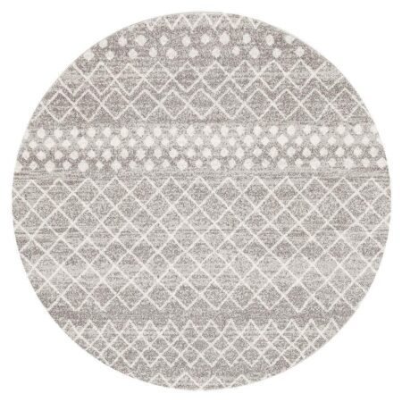 Rug Culture Selma Silver Tribal Round Rug
