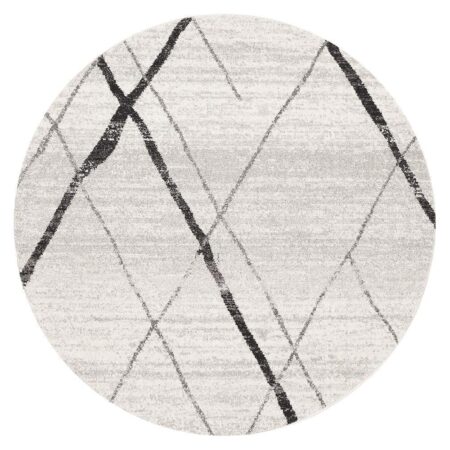 Rug Culture Noah White Grey Contemporary Round Rug