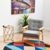 Sandy Designer Wool Rust Blue Navy Round Rug