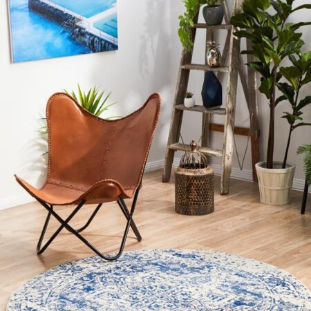 Rug Culture Horizon White Navy Transitional Round Rug