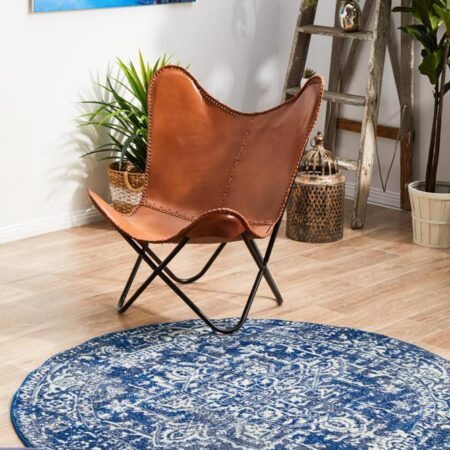 Rug Culture Contrast Navy Transitional Round Rug