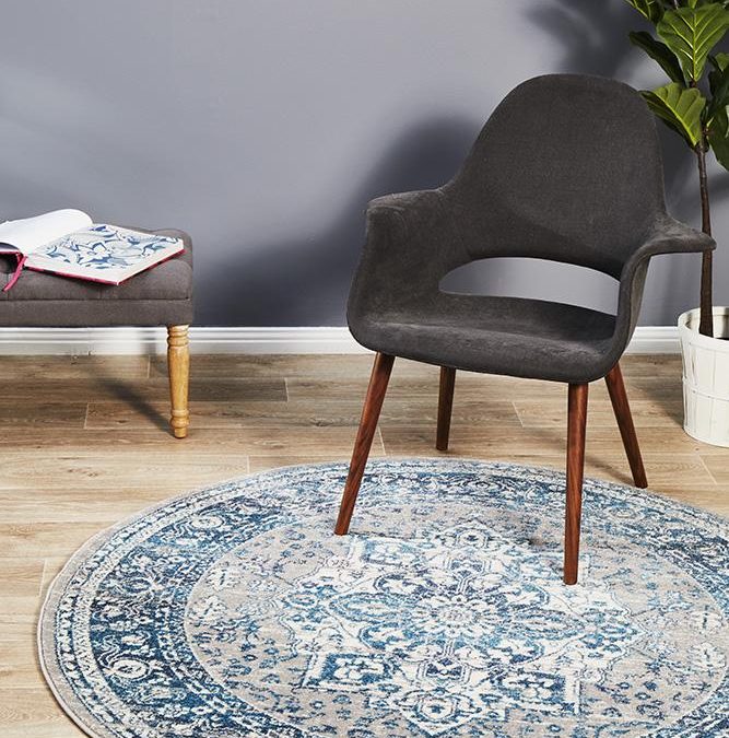 Rug Culture Babylon 207 Blue Round Rug - The Flooring Guys