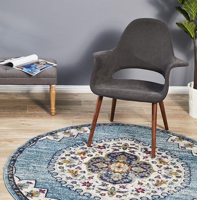 Rug Culture Babylon 202 Blue Round Rug - The Flooring Guys