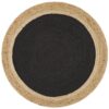Jute Natural Black Round Rug