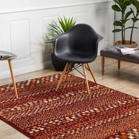 Rug Culture Mayfair Squares Rust Rectangle Rug