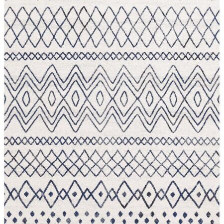 Rug Culture Nadia White Blue Rustic Tribal Rectangle Rug