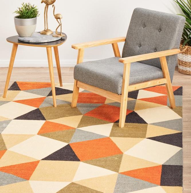 Blue Rectangular Rug With Rust Edge Rug Culture Modern Pixels Rust Grey Blue Rectangle Rug - The Flooring Guys
