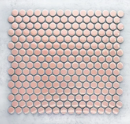 Pink Gloss Penny Round Mosaic Tiles