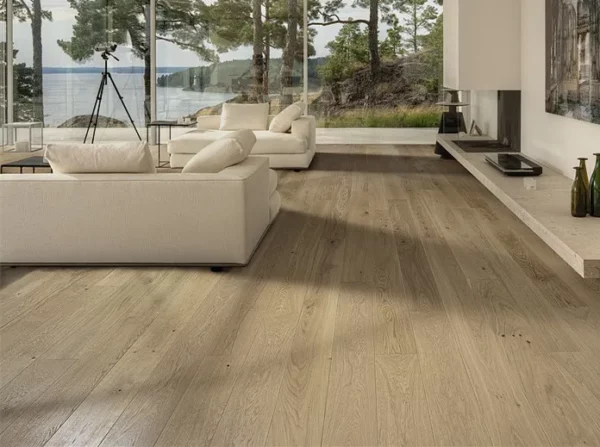 Swish Oak Contemporary engineered timber flooring laid in a residential living room