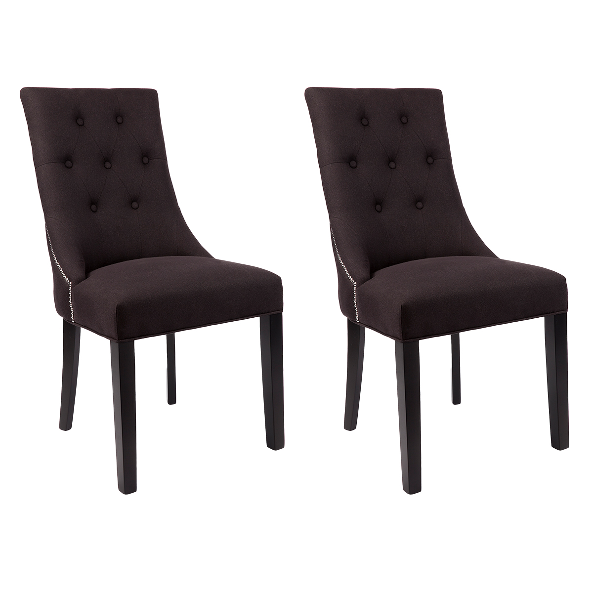 London Dining Chair Set of 2 Black Linen The Flooring Guys