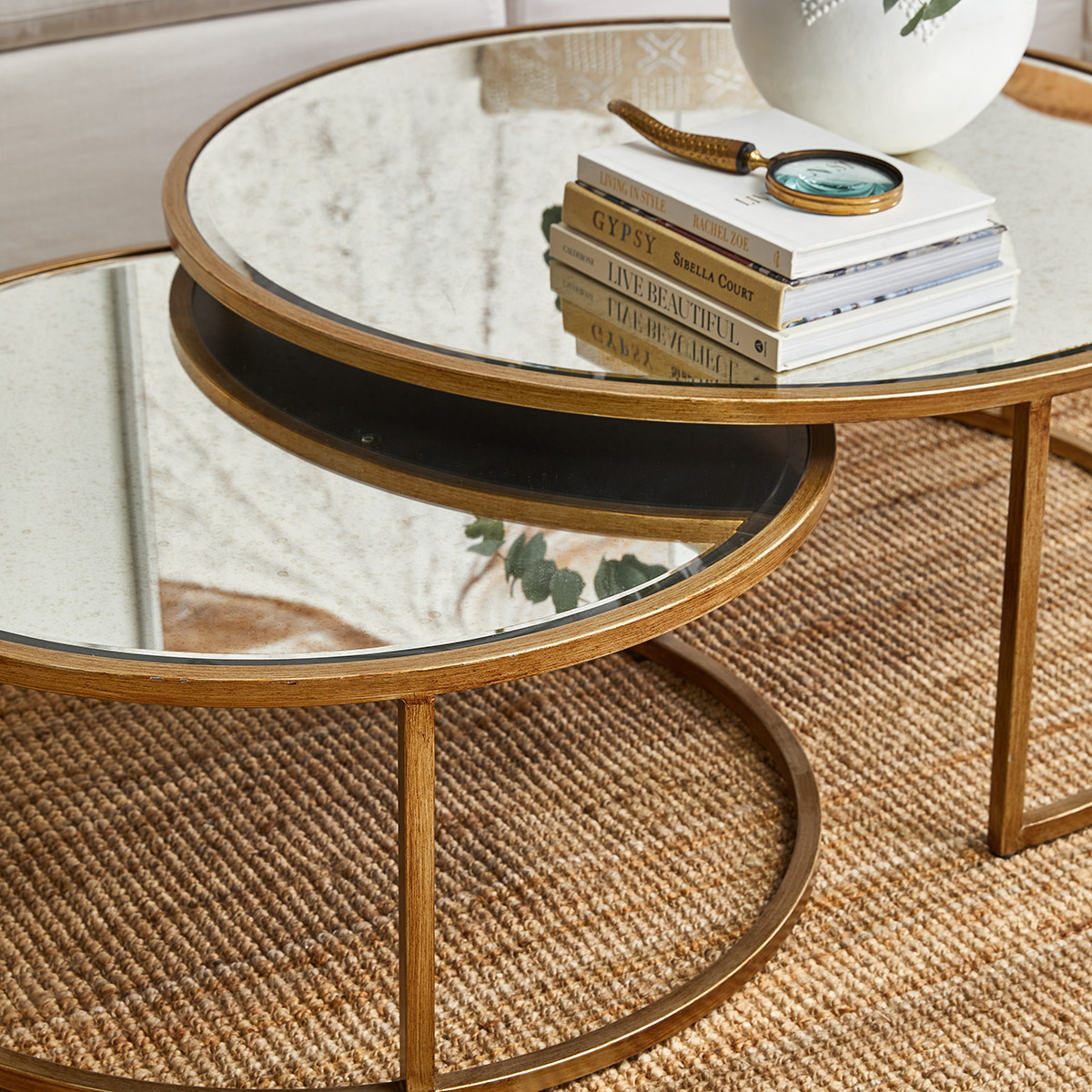 Serene Nesting Coffee Tables Antique Gold The Flooring Guys