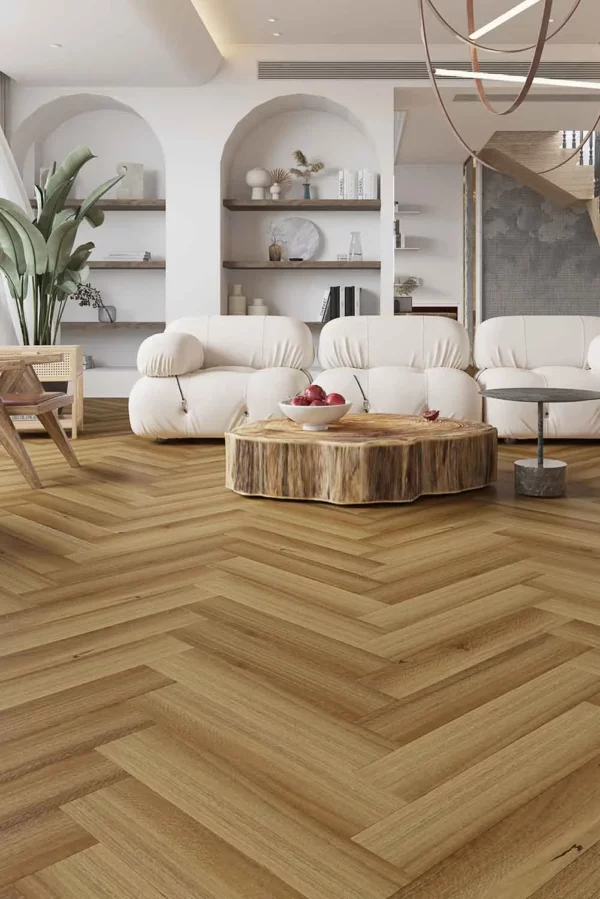Riverhill Elegant Natural Spotted Gum Hybrid Herringbone Flooring