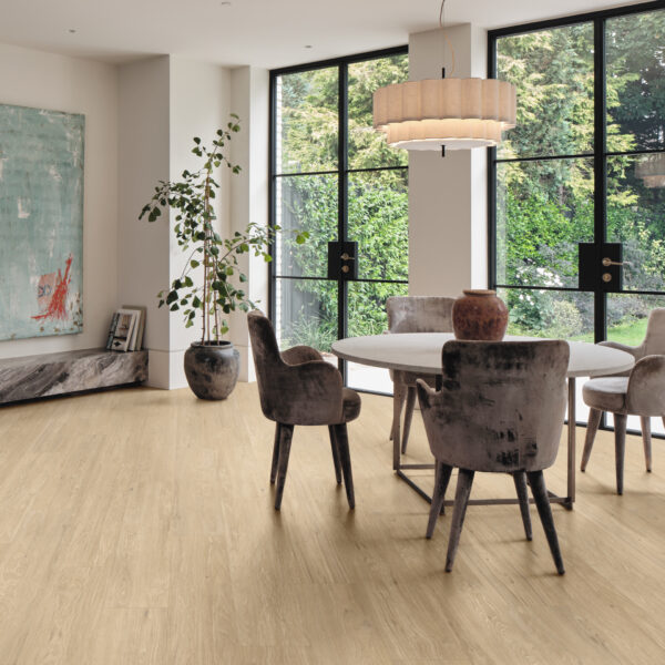 Mountain Hickory RKP8248 timber-look hybrid flooring in an open-plan kitchen and dining