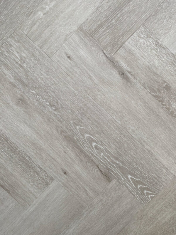 HTT Obsidian Herringbone Grey Leaf Hybrid Flooring