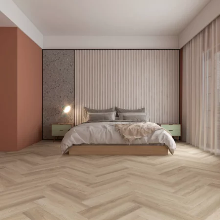 Ornato Herringbone Clear Water Beach Hybrid Flooring Scene