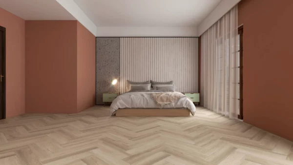 Ornato Herringbone Clear Water Beach Hybrid Flooring Scene