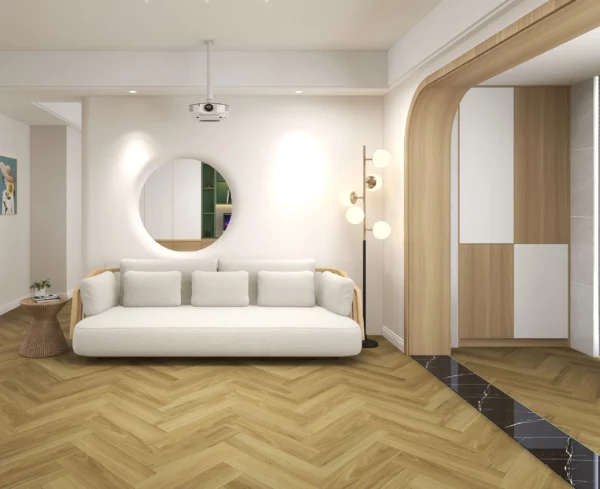 Ornato Herringbone Natural Blackbutt Hybrid Flooring Scene