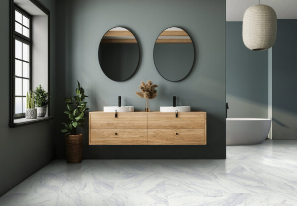 Kenbrock Cushionstone Bianco Carrara Luxury Vinyl Flooring Scene