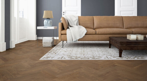 Clever Choice Earthlandia Sahara Herringbone flooring in a room setting