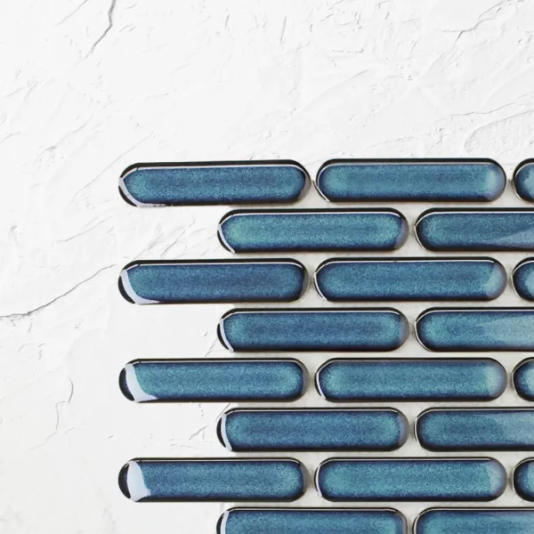 Shadow Dark Green Gloss Round Finger Mosaic Tiles