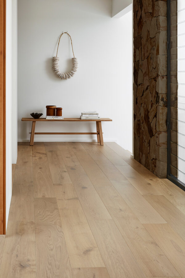 Prestige Oak Glacier engineered flooring in a room setting