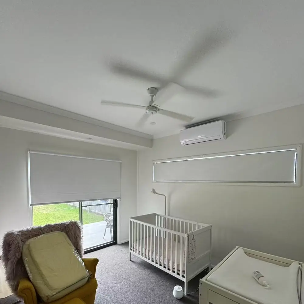 Light-filtering roller blinds in a Queensland nursery
