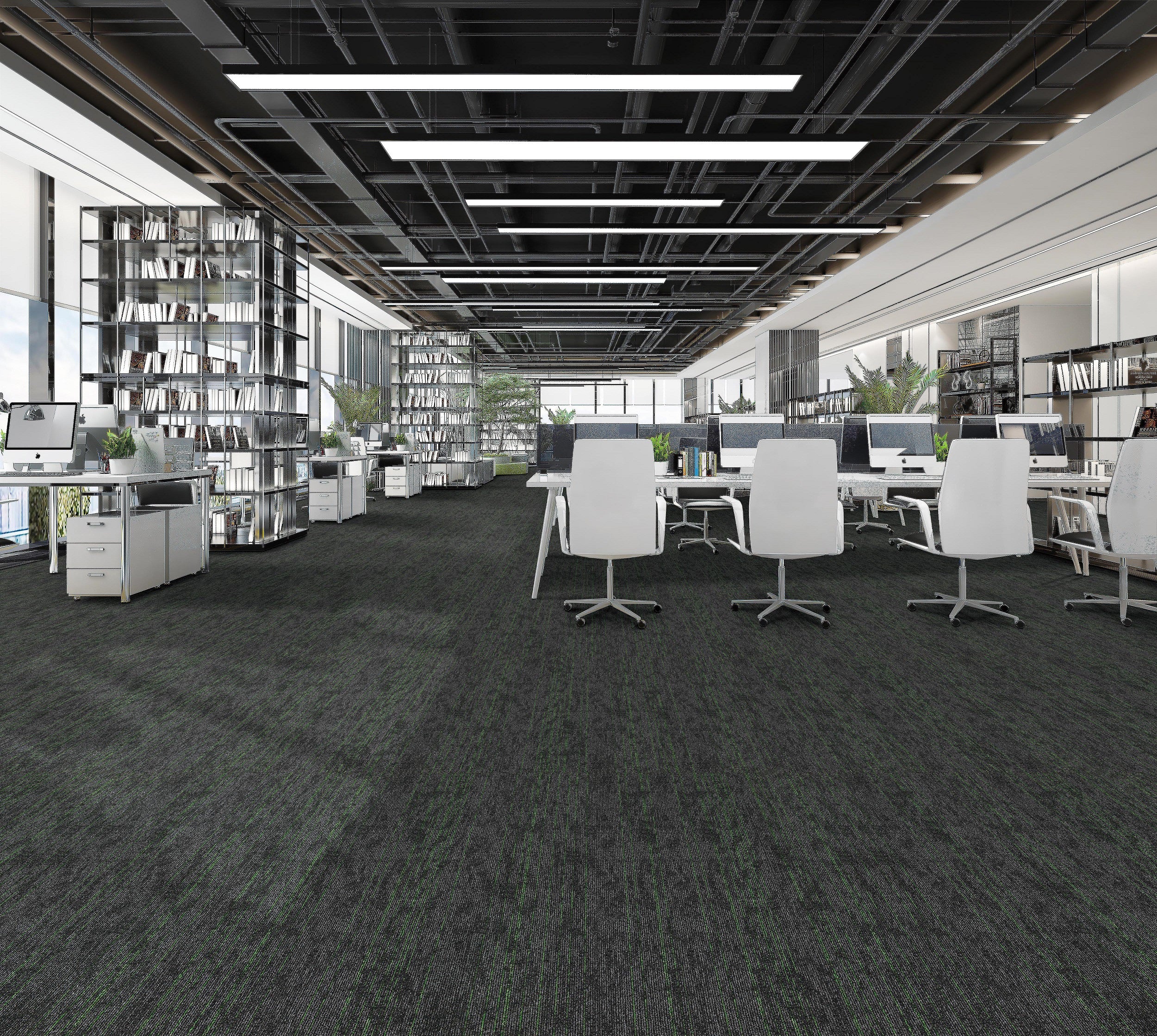 NFD Aurora Plus Tecna grey with green carpet tiles