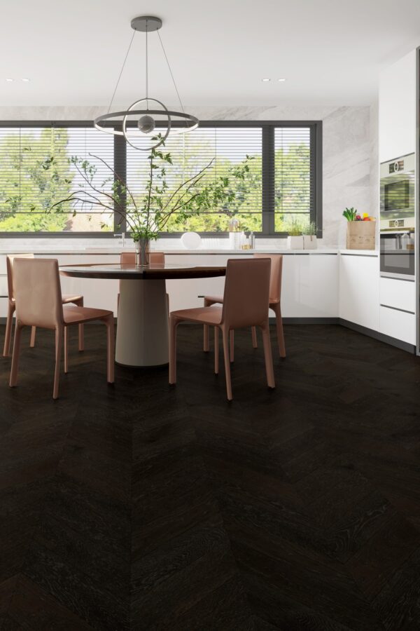 iDesign Chevron Midnight Grey Engineered Timber Flooring