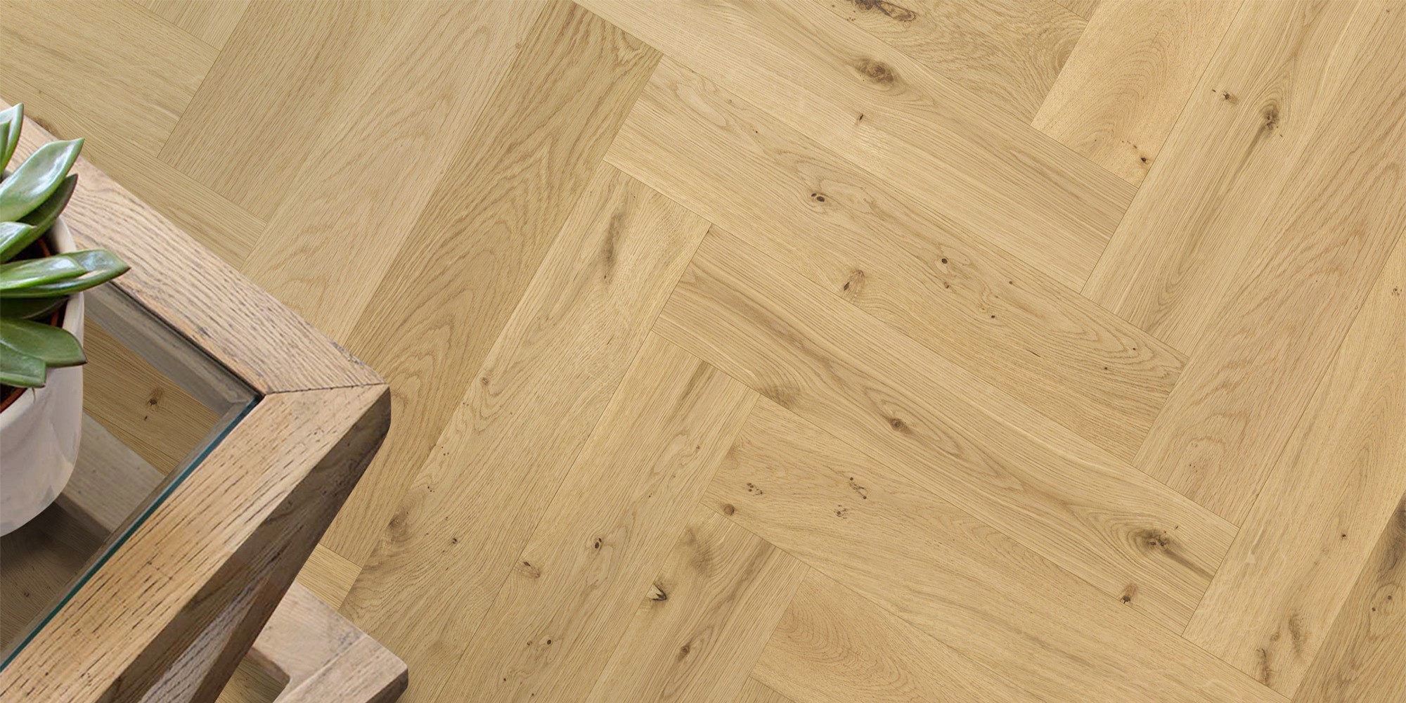 Godfrey Hirst Corsica Herringbone Natural Oak Brush natural golden oak, brushed engineered timber flooring