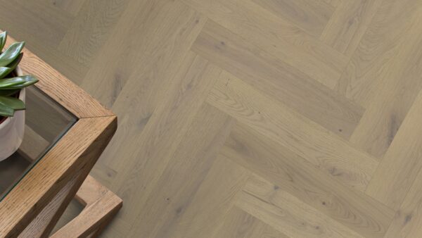 Godfrey Hirst Corsica Herringbone Weathered Oak pale washed grey oak engineered timber flooring