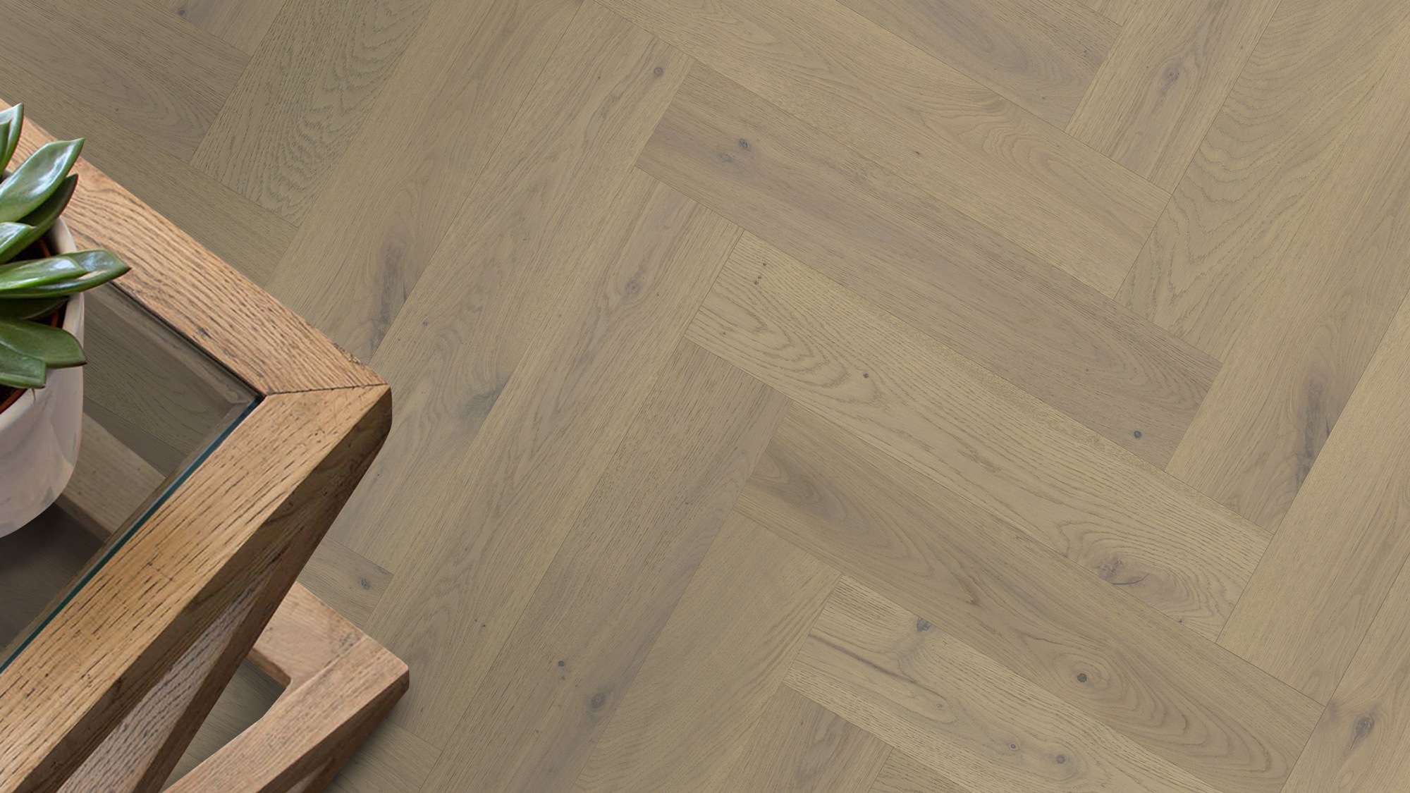 Godfrey Hirst Corsica Herringbone Weathered Oak pale washed grey oak engineered timber flooring