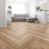 ArtiFloor Premium Herringbone Honeycomb Ash vinyl flooring installed in an open-plan living room