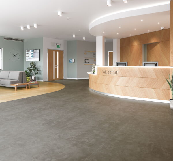 Polyflor Polysafe Stone FX Dark Concrete Safety Vinyl Sheet