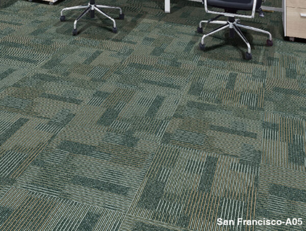 Artistic San Francisco A05 charcoal and silver mix carpet tiles - installed