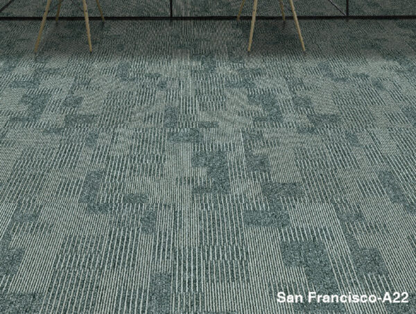 Artistic San Francisco A22 grey-green carpet tiles - installed