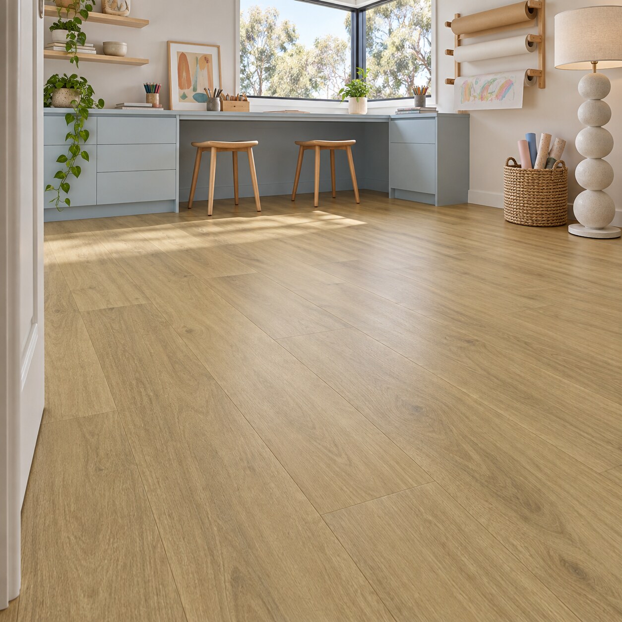 Godfrey Hirst Apollo 1500 Alpine Gum Hybrid Flooring in a contemporary craft room