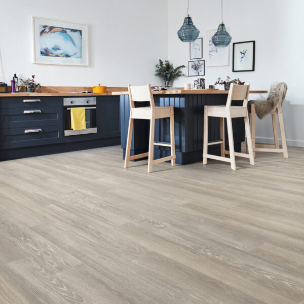 Karndean Knight Tile Rigid Core Grey Limed Oak flooring in a room setting