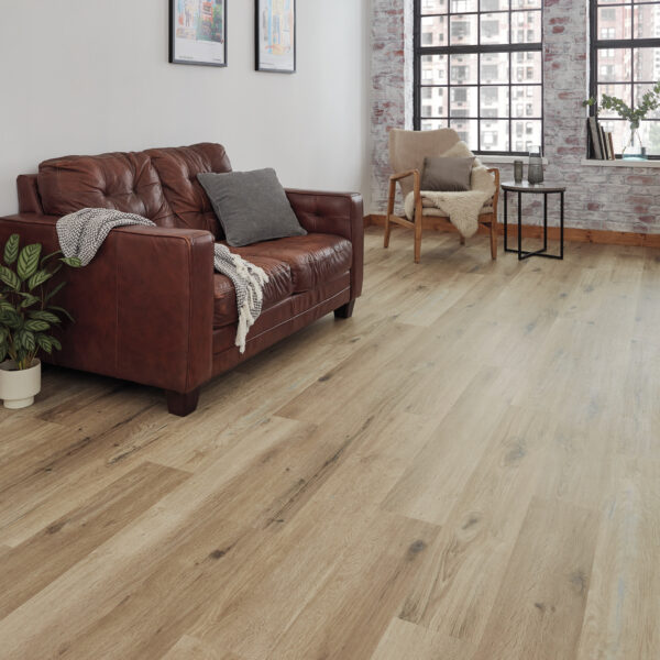Karndean Knight Tile Rigid Core Washed Character Oak flooring in a room setting