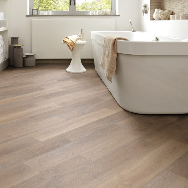 Karndean Knight Tile Rigid Core Rose Washed Oak flooring in a room setting
