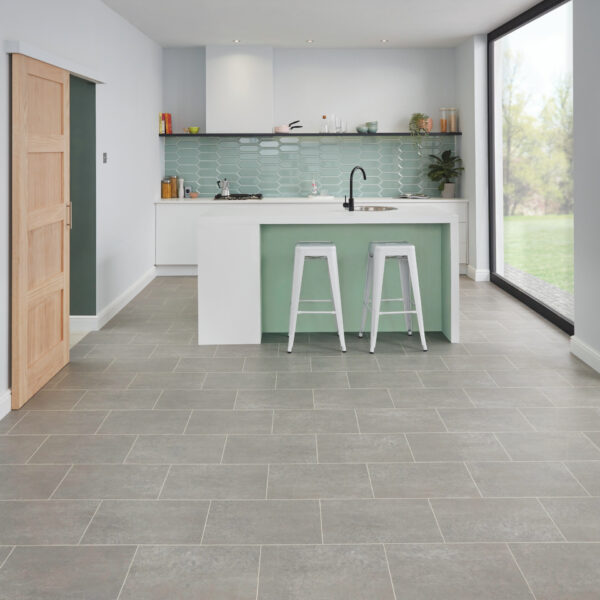 Karndean Knight Tile Rigid Core Smoked Concrete flooring in a room setting