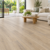Illustrative living room showing BestBuys Driftwood 8mm hybrid flooring