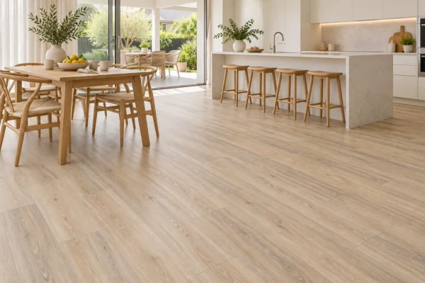 Illustrative kitchen showing BestBuys Driftwood 8mm hybrid flooring