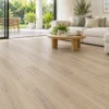Illustrative living room showing BestBuys Driftwood 8mm hybrid flooring